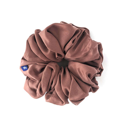 Dark Taupe Rose Pink Oversized  Satin Scrunchie