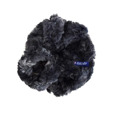 dark black gray fur oversized scrunchie giant hair accessories xxl extra large 